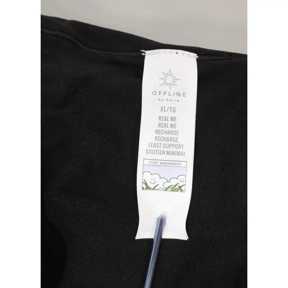 AERIE Offline Real Me Sports Bra Womens XL Black Longline Racerback Athleisure - Picture 8 of 15